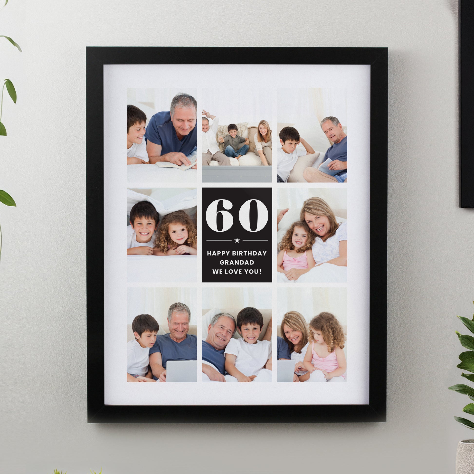 Personalised Big Number Multi Photo Upload Black Poster Frame from Heartfelt Gifts