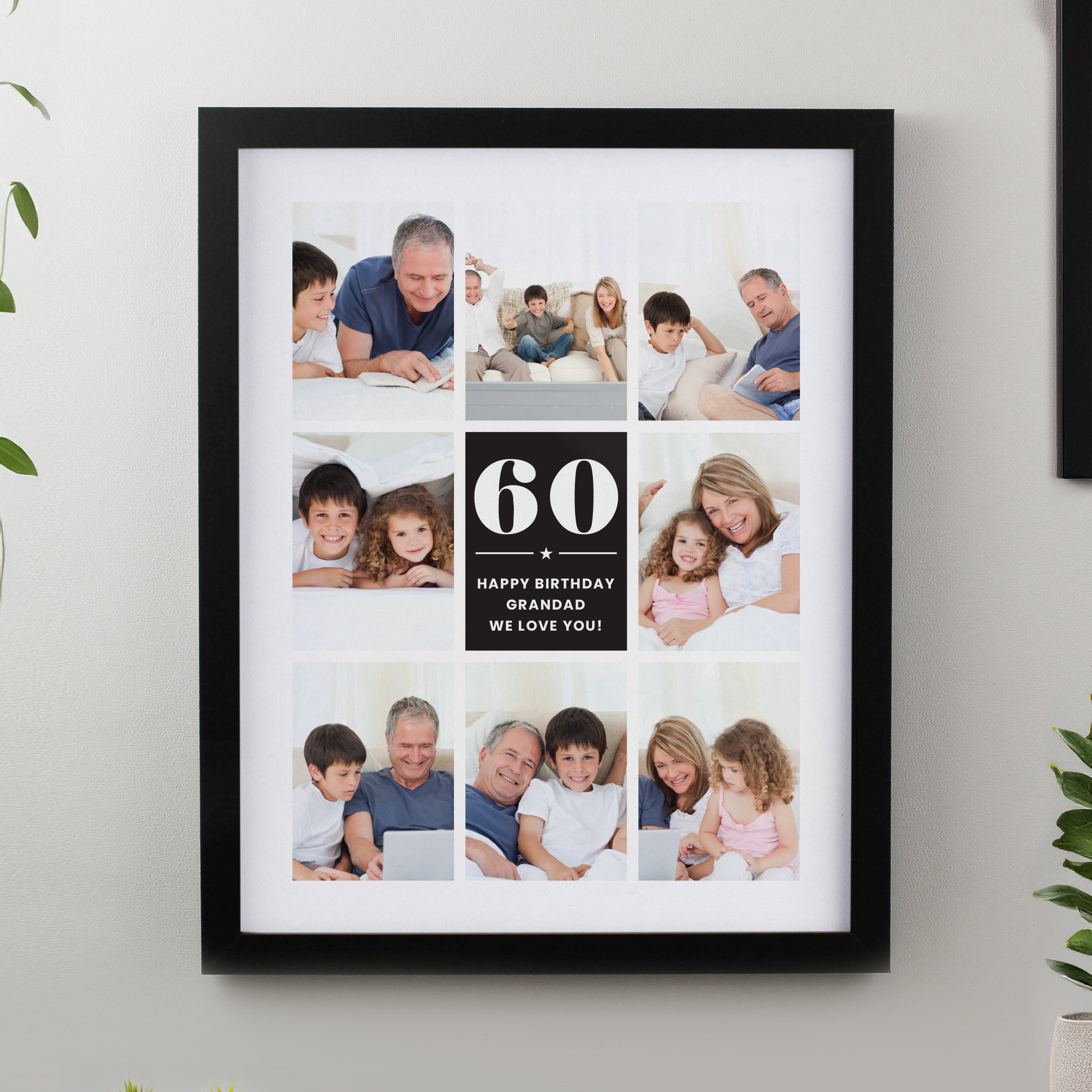 Personalised Big Number Multi Photo Upload Black Poster Frame from Heartfelt Gifts