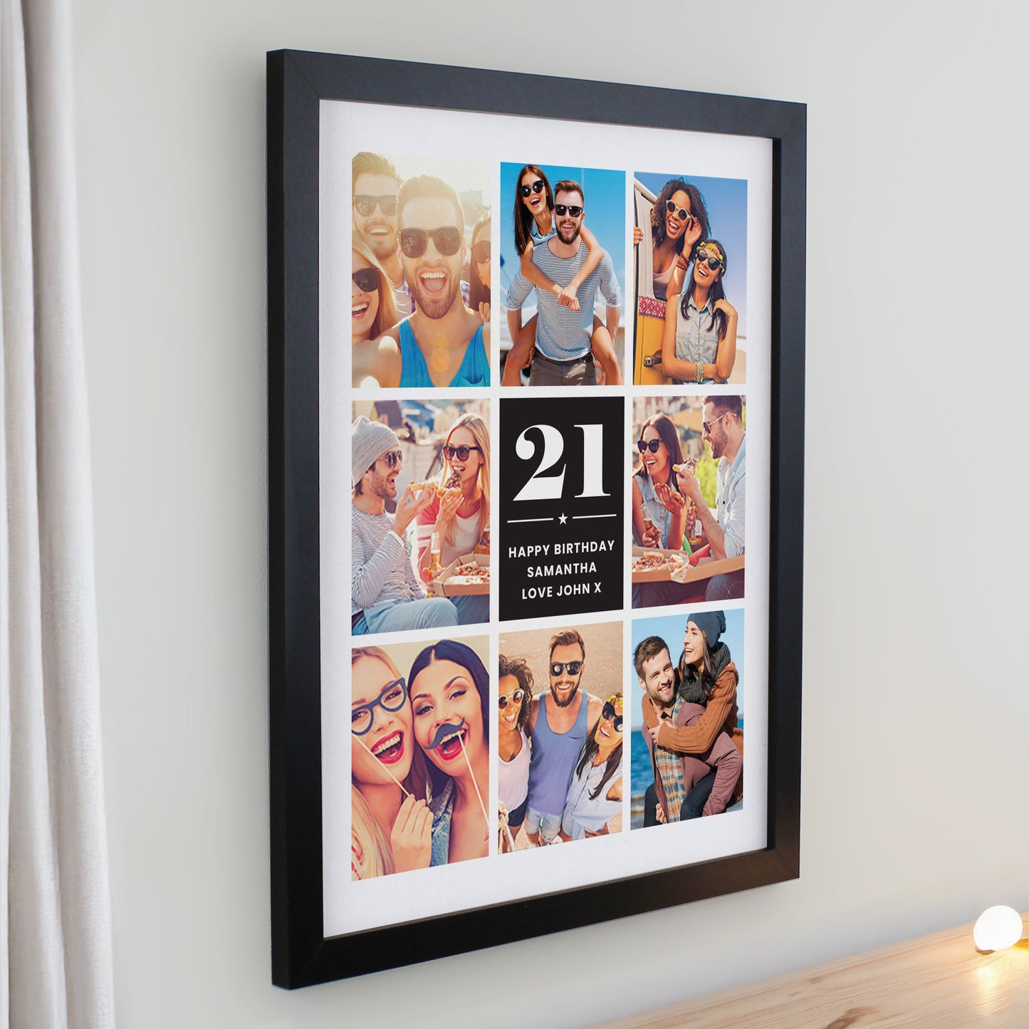 Personalised Big Number Multi Photo Upload Black Poster Frame - image 2
