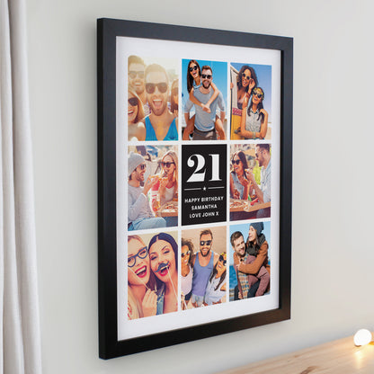 Personalised Big Number Multi Photo Upload Black Poster Frame - image 2