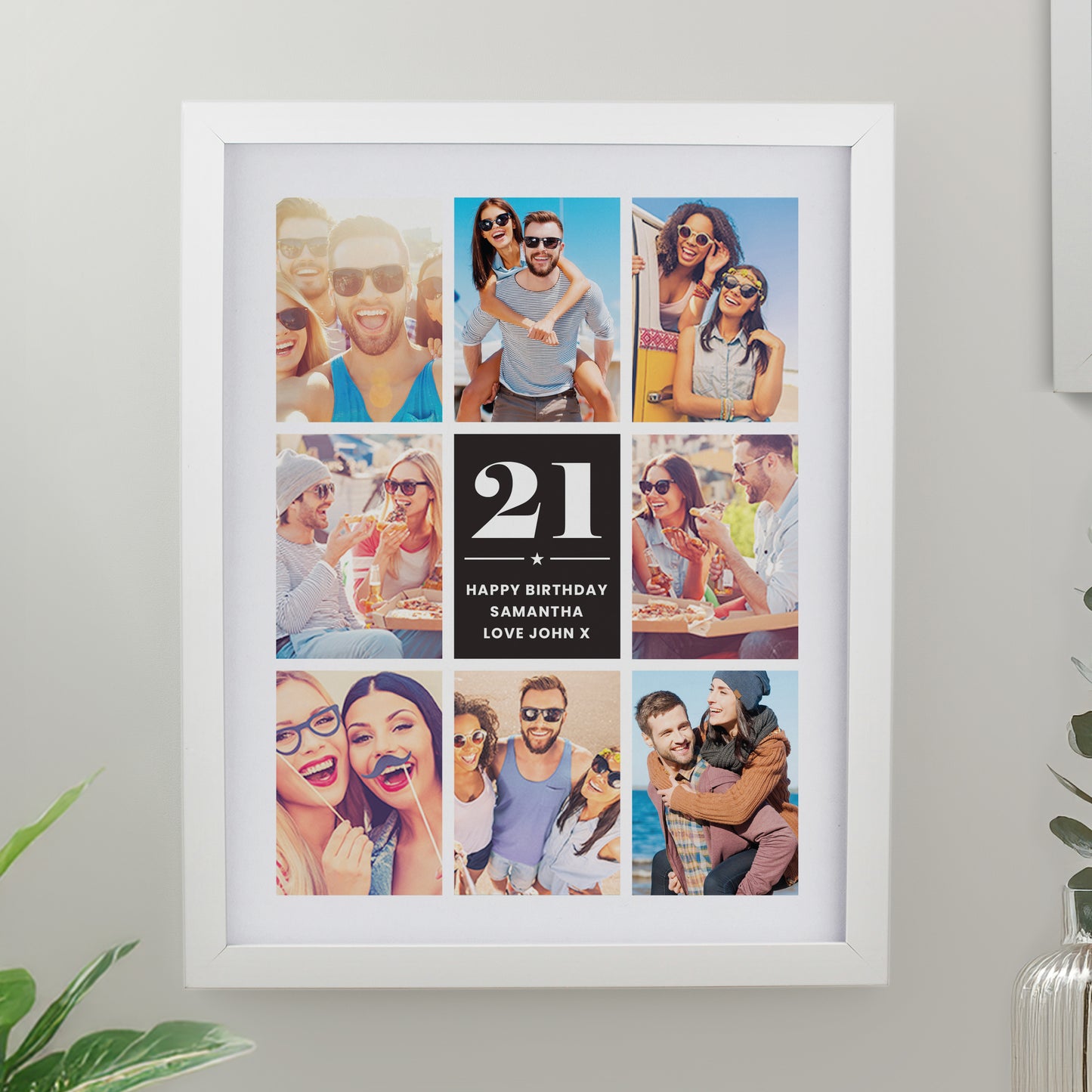 Personalised Big Number Multi Photo Upload White Poster Frame from Heartfelt Gifts