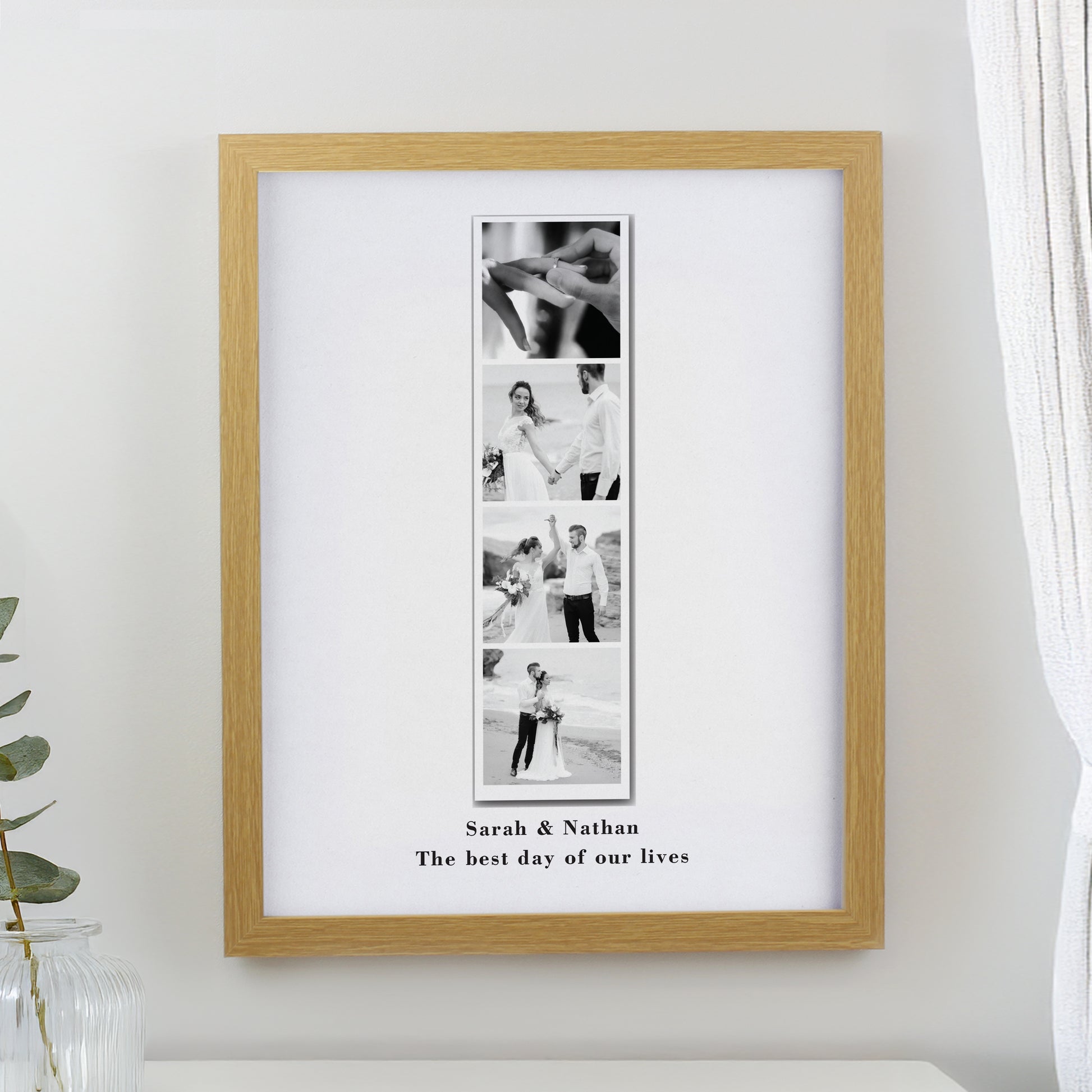Personalised Photo Upload Strip Oak Poster Frame from Heartfelt Gifts