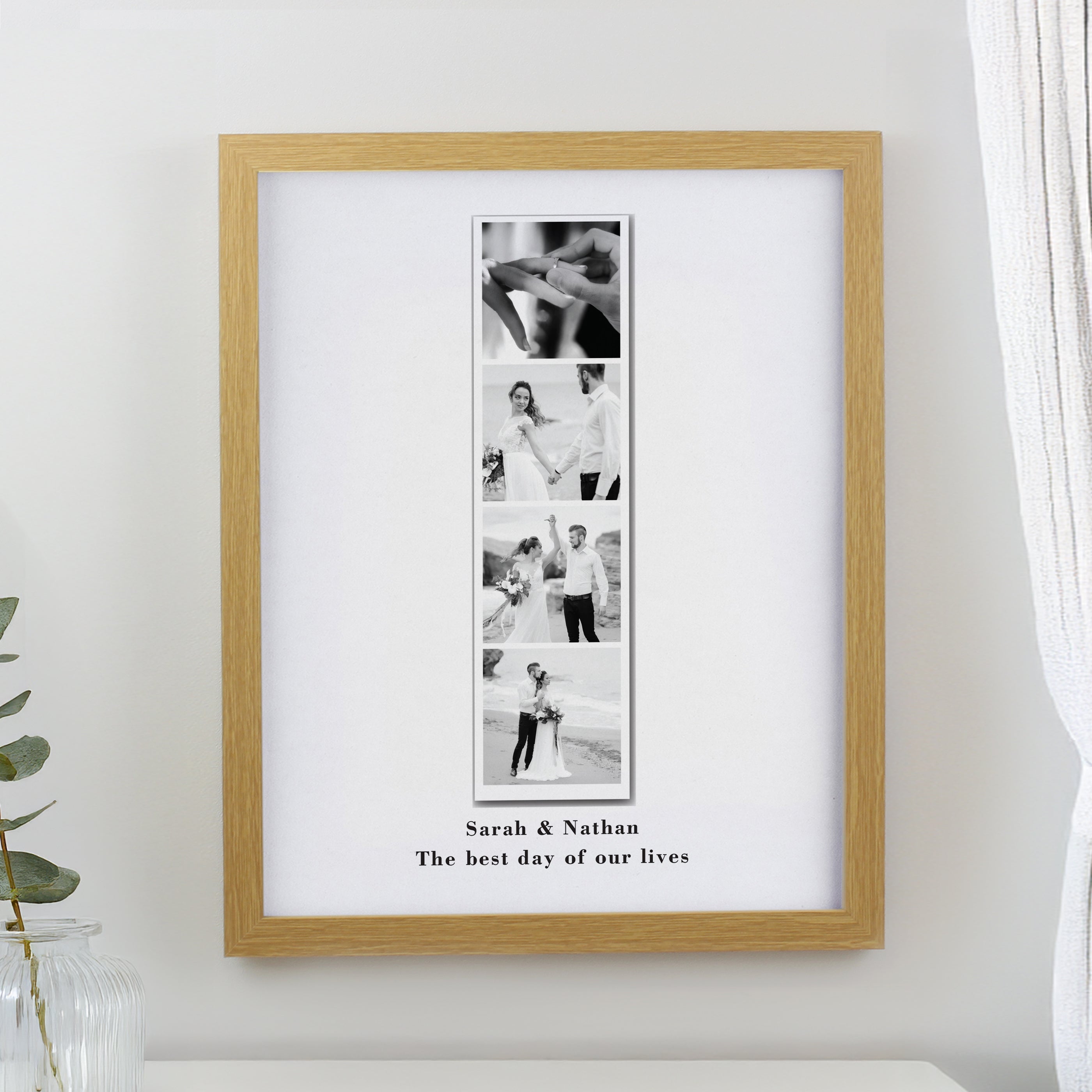 Personalised Photo Upload Strip Oak Poster Frame from Heartfelt Gifts