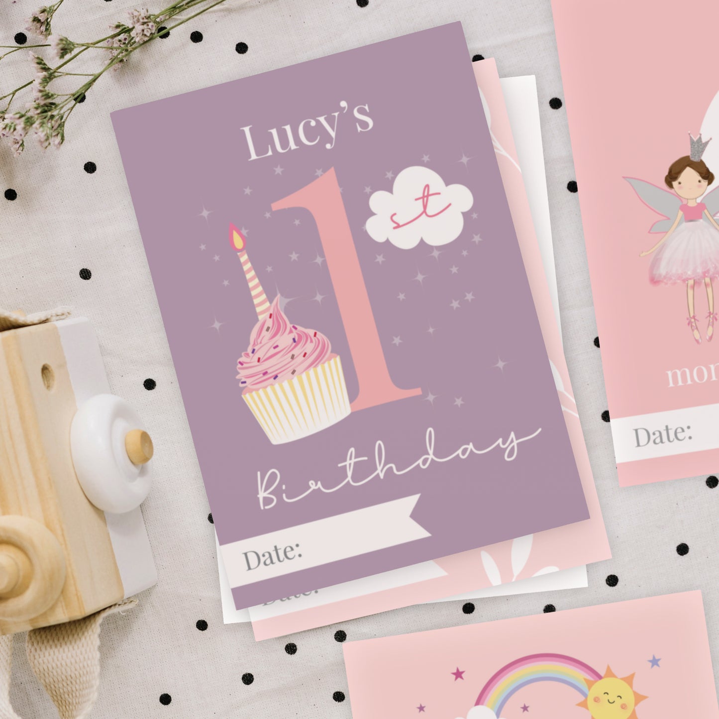 Personalised Fairy Princess Baby Milestone Cards - image 4