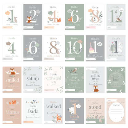 Personalised Woodland Animals Baby Milestone Cards - image 5