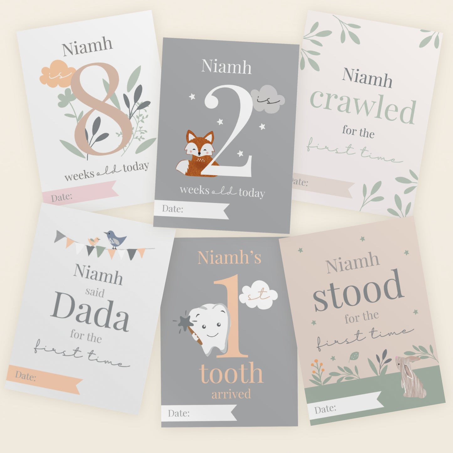 Personalised Woodland Animals Baby Milestone Cards - image 6