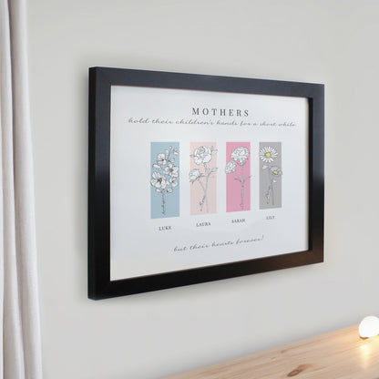 Personalised Birth Flower Family of 4 Black Framed Print - image 2