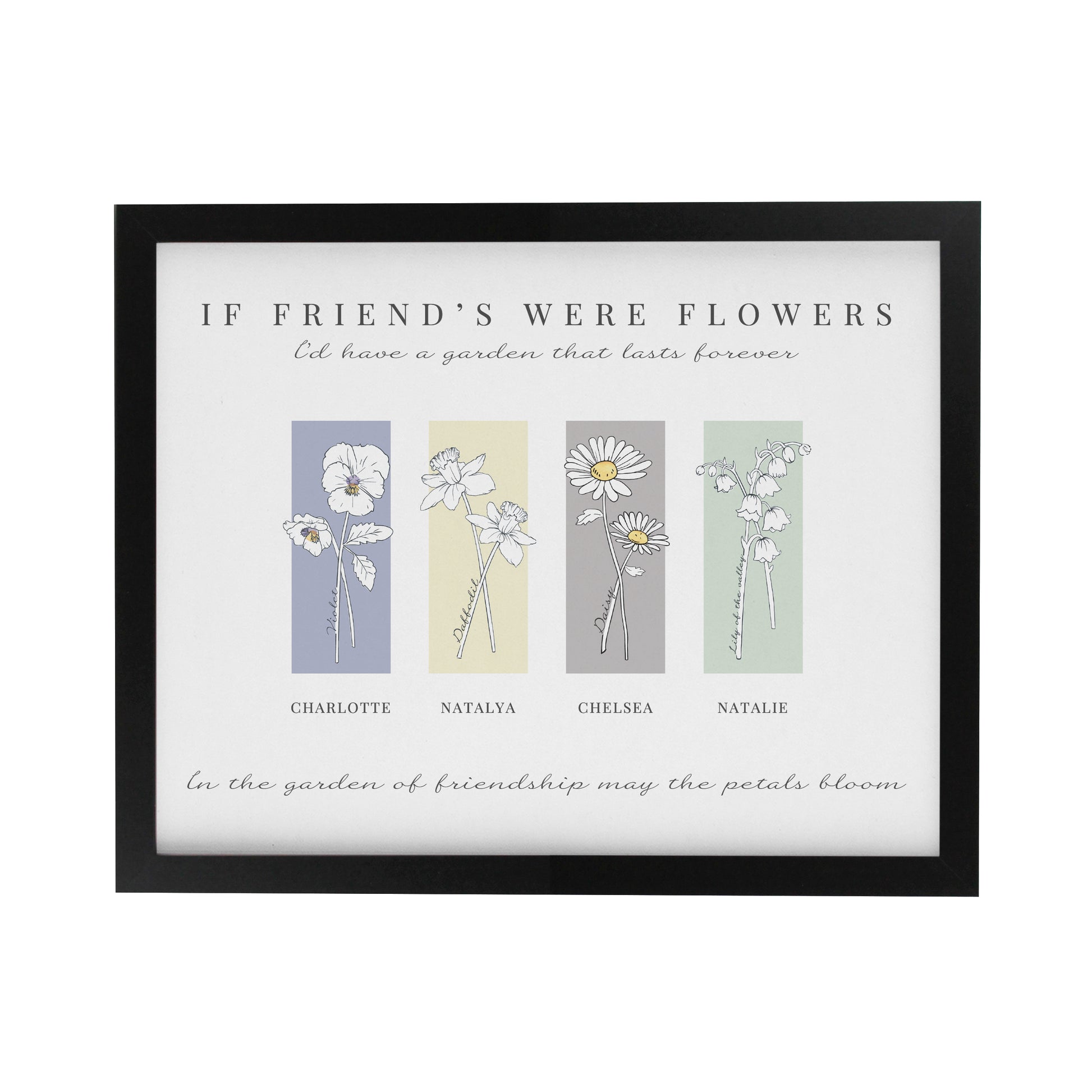 Personalised Birth Flower Family of 4 Black Framed Print - image 3