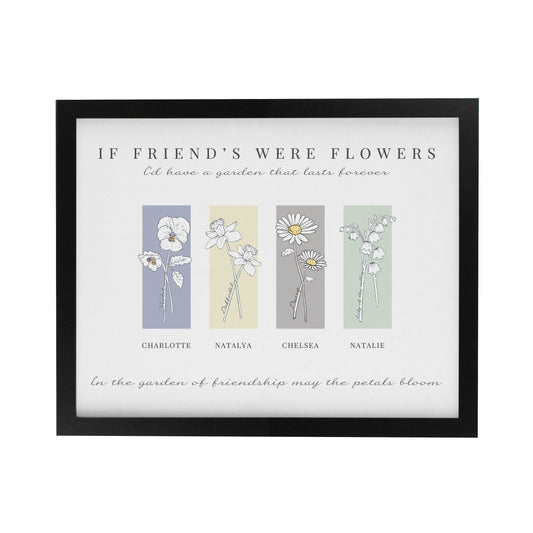 Personalised Birth Flower Family of 4 Black Framed Print - image 3