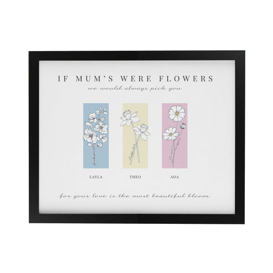 Personalised Birth Flower Family of 3 Black Framed Print - image 3