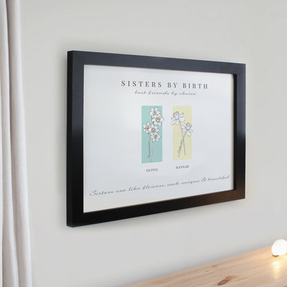 Personalised Birth Flower Family of 2 Black Framed Print - image 2