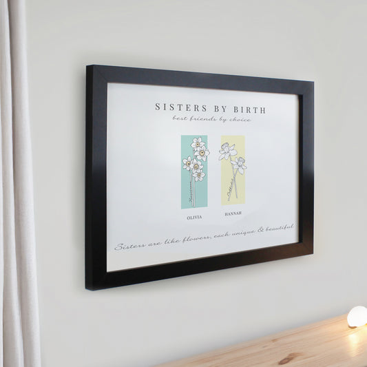 Personalised Birth Flower Family of 2 Black Framed Print - image 2