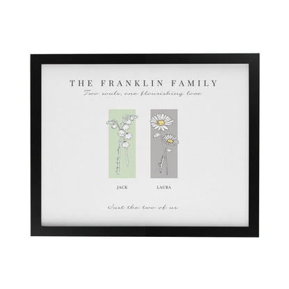 Personalised Birth Flower Family of 2 Black Framed Print - image 3