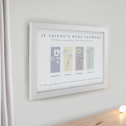 Personalised Birth Flower Family of 4 White Framed Print - image 2
