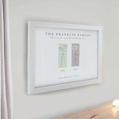 Personalised Birth Flower Family of 2 White Framed Print - image 2