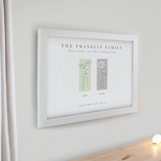 Personalised Birth Flower Family of 2 White Framed Print - image 2
