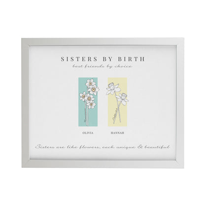 Personalised Birth Flower Family of 2 White Framed Print - image 3