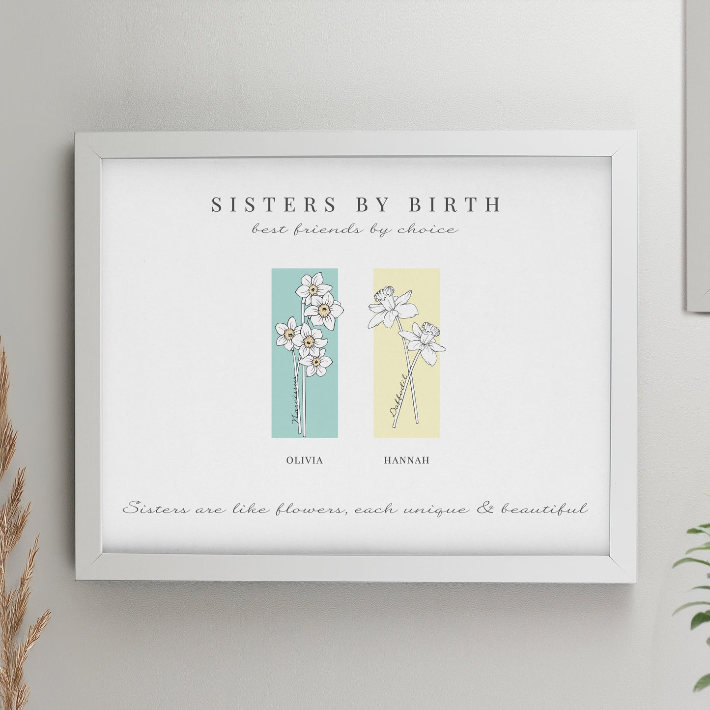 Personalised Birth Flower Family of 2 White Framed Print from Heartfelt Gifts