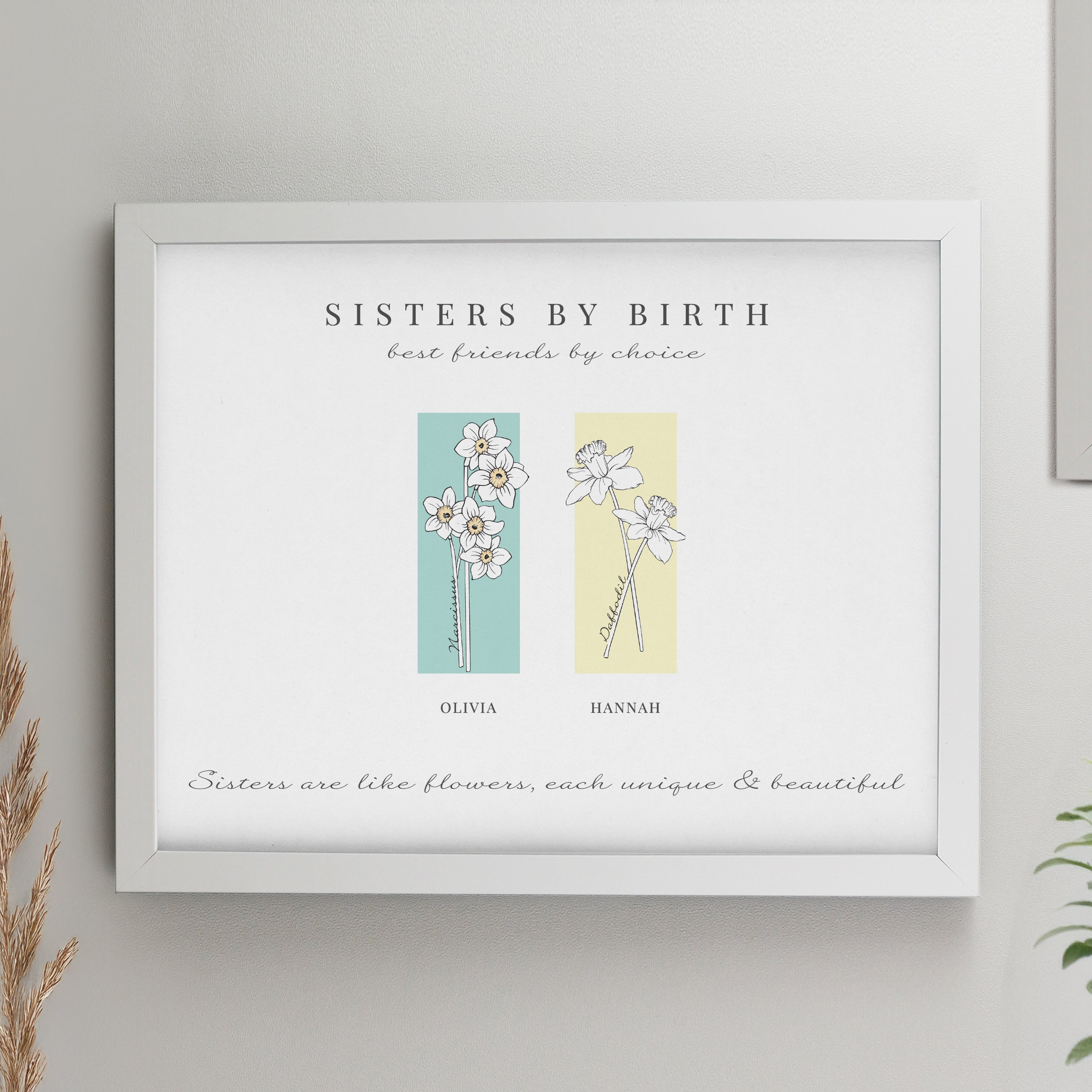 Personalised Birth Flower Family of 2 White Framed Print from Heartfelt Gifts