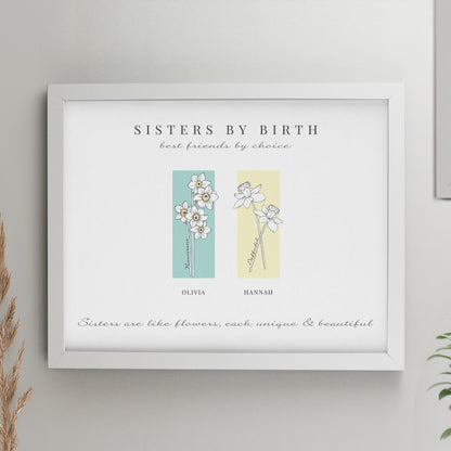 Personalised Birth Flower Family of 2 White Framed Print from Heartfelt Gifts