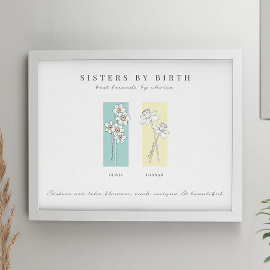 Personalised Birth Flower Family of 2 White Framed Print from Heartfelt Gifts