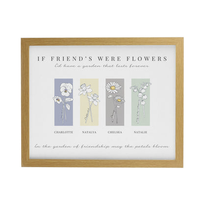 Personalised Birth Flower Family of 4 Oak Framed Print - image 3