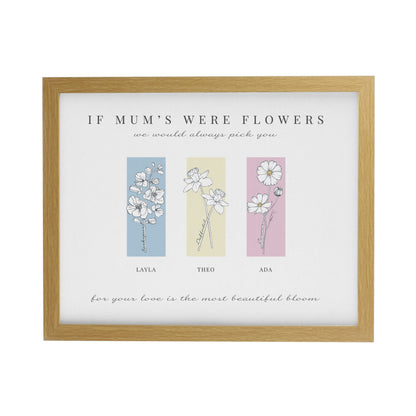 Personalised Birth Flower Family of 3 Oak Framed Print - image 2