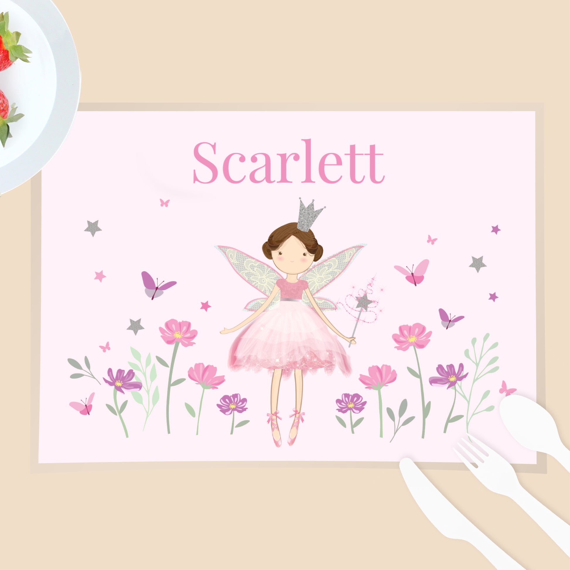 Personalised Fairy Princess Placemat – Girls Name Mealtime Gift