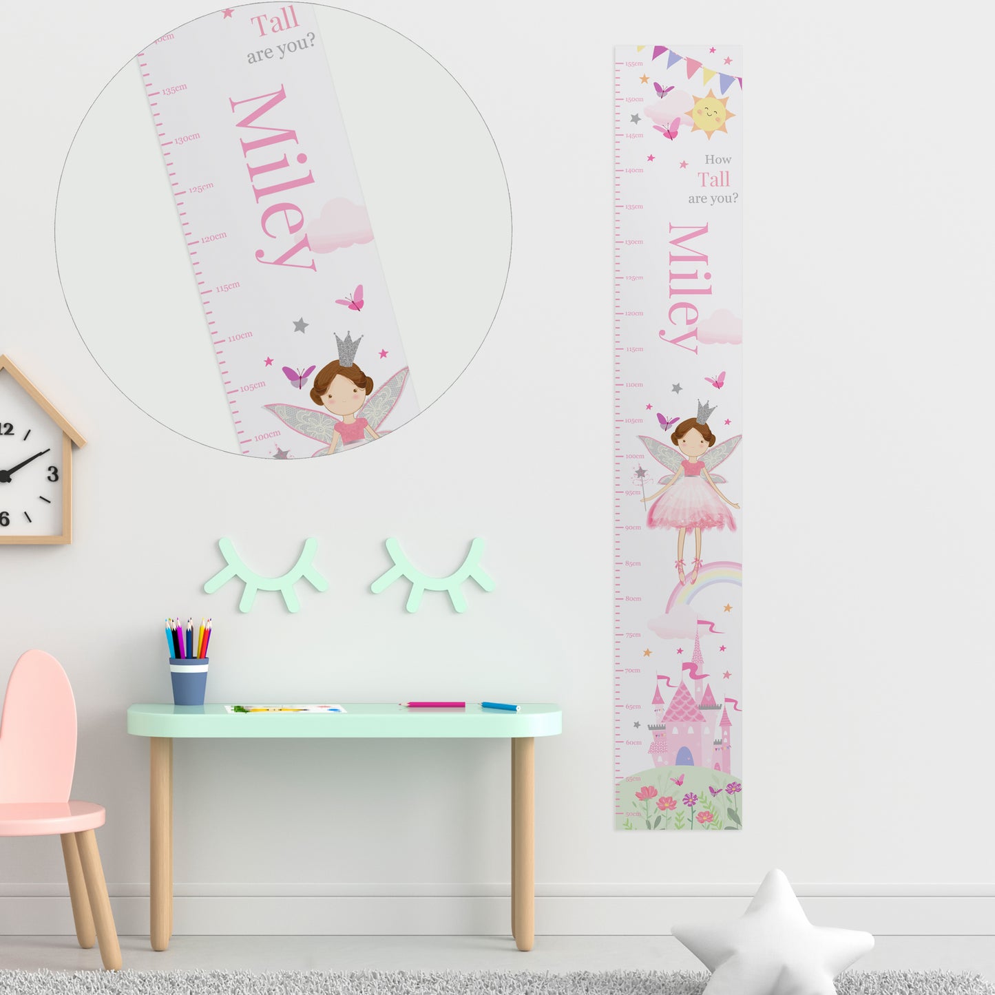Personalised Fairy Princess Height Chart – Girls Bedroom Keepsake Gift