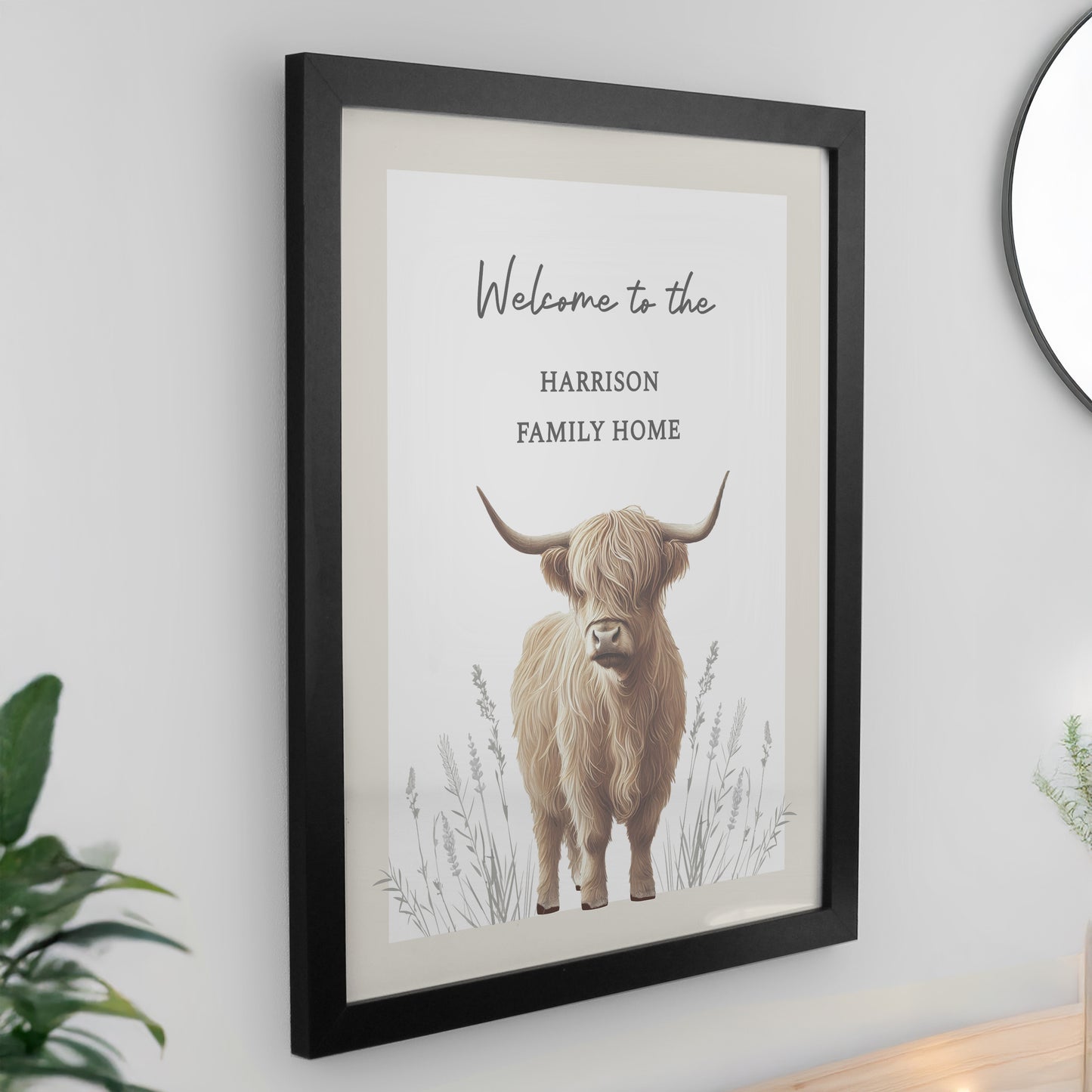 Personalised Highland Cow Black Framed Print – Bold Wall Art Home Gift - image 2