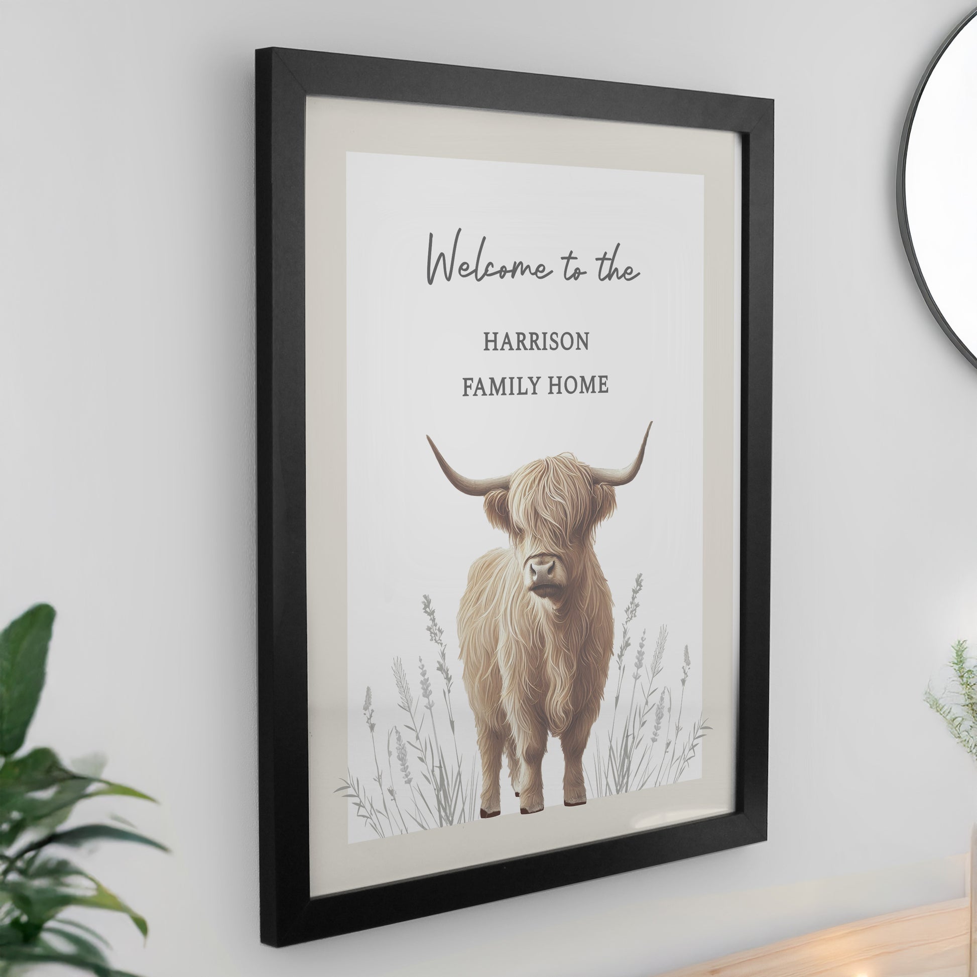 Personalised Highland Cow Black Framed Print – Bold Wall Art Home Gift - image 2