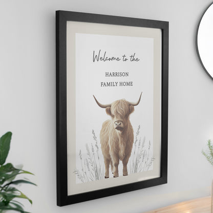 Personalised Highland Cow Black Framed Print – Bold Wall Art Home Gift - image 2