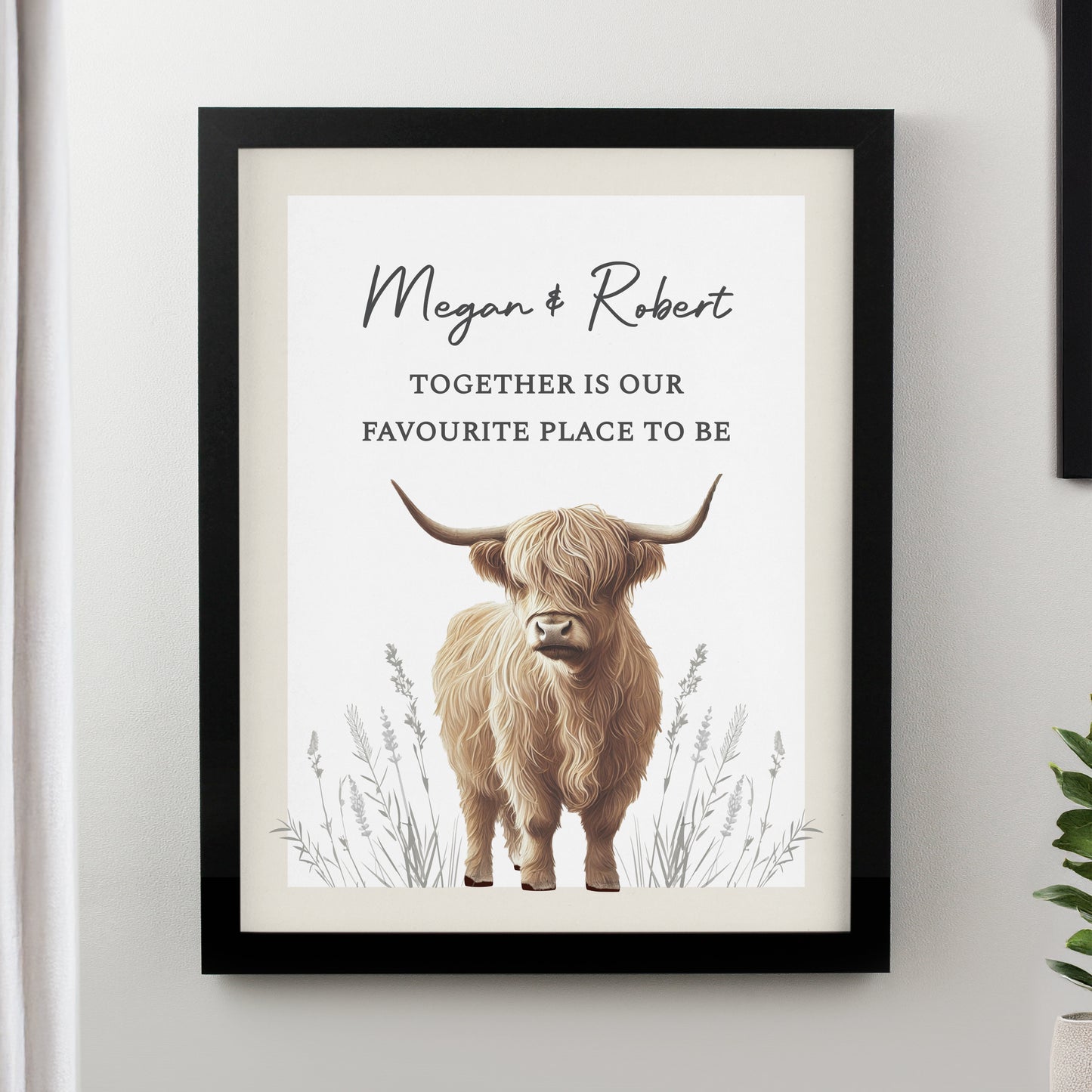 Personalised Highland Cow Black Framed Print – Bold Wall Art Home Gift - image 3