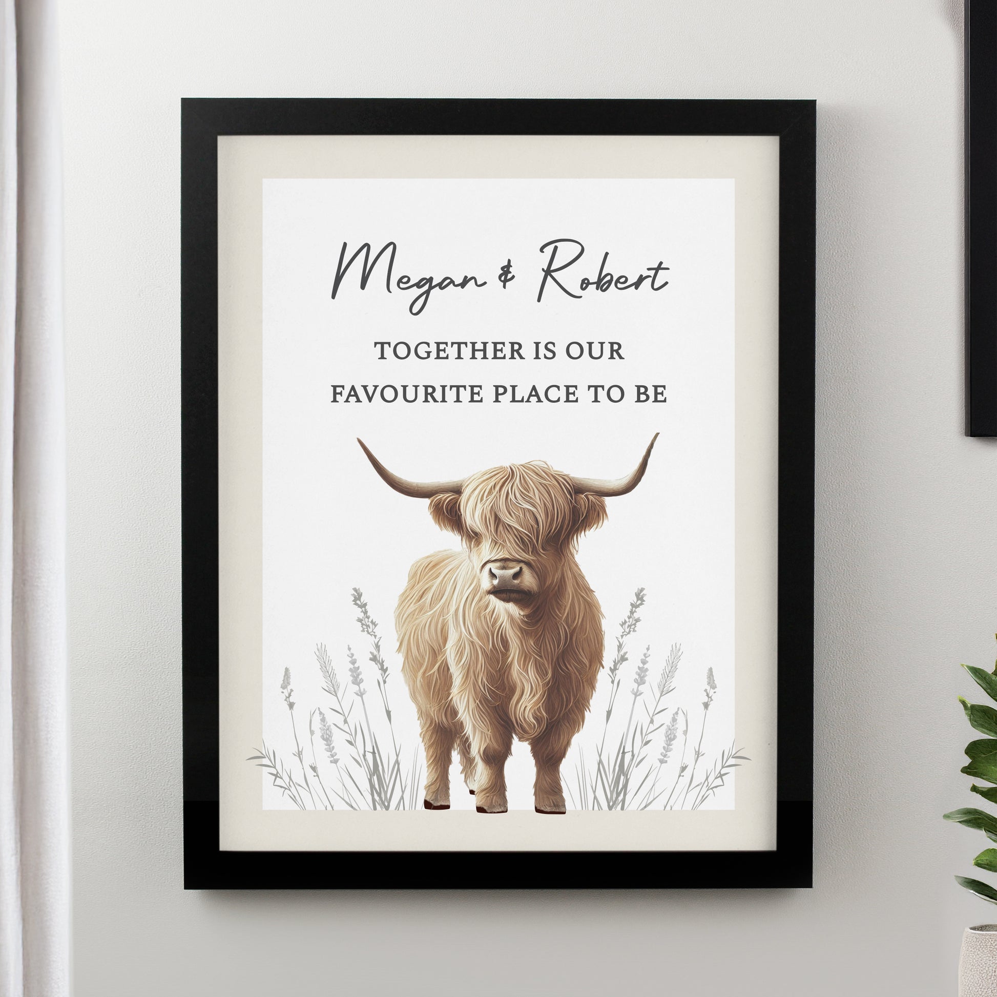 Personalised Highland Cow Black Framed Print – Bold Wall Art Home Gift - image 3