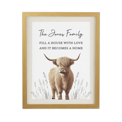 Personalised Highland Cow Oak Framed Print – Rustic Wall Art Home Gift - image 4