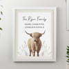Personalised Highland Cow White Framed Print – Wall Art Home Gift