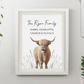 Personalised Highland Cow White Poster Frame – Wall Art Home Gift