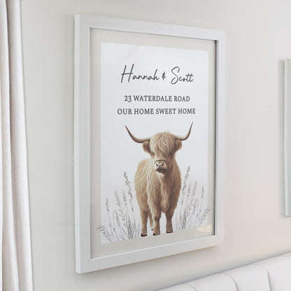 Personalised Highland Cow White Framed Print – Wall Art Home Gift - image 2