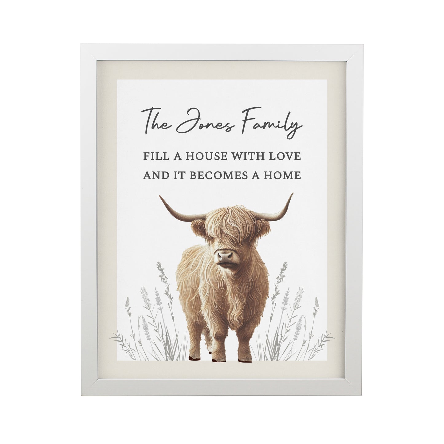 Personalised Highland Cow White Framed Print – Wall Art Home Gift - image 4