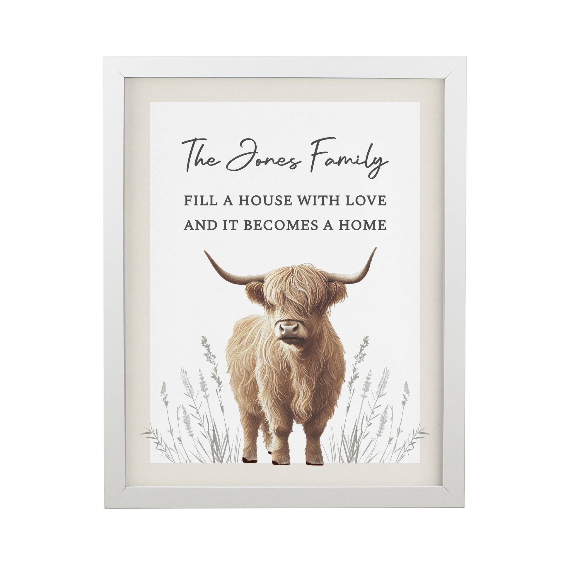 Personalised Highland Cow White Framed Print – Wall Art Home Gift - image 4