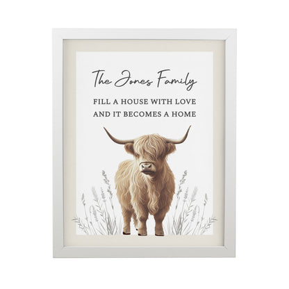 Personalised Highland Cow White Framed Print – Wall Art Home Gift - image 4