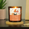 Personalised Autumn Gonk Amber Glass Vanilla Candle – Cosy Seasonal Scented Gift