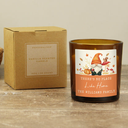 Personalised Autumn Gonk Amber Glass Vanilla Candle – Cosy Seasonal Scented Gift - image 3