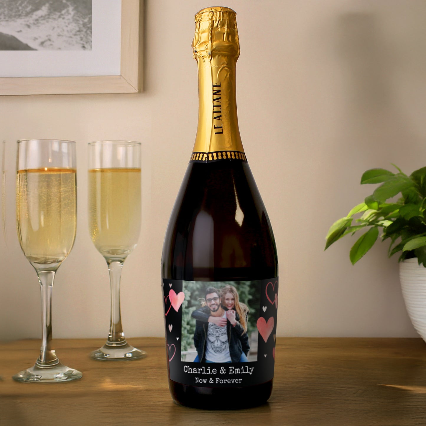 Personalised Photo Upload Heart Prosecco – Valentine's Day Anniversary Gift