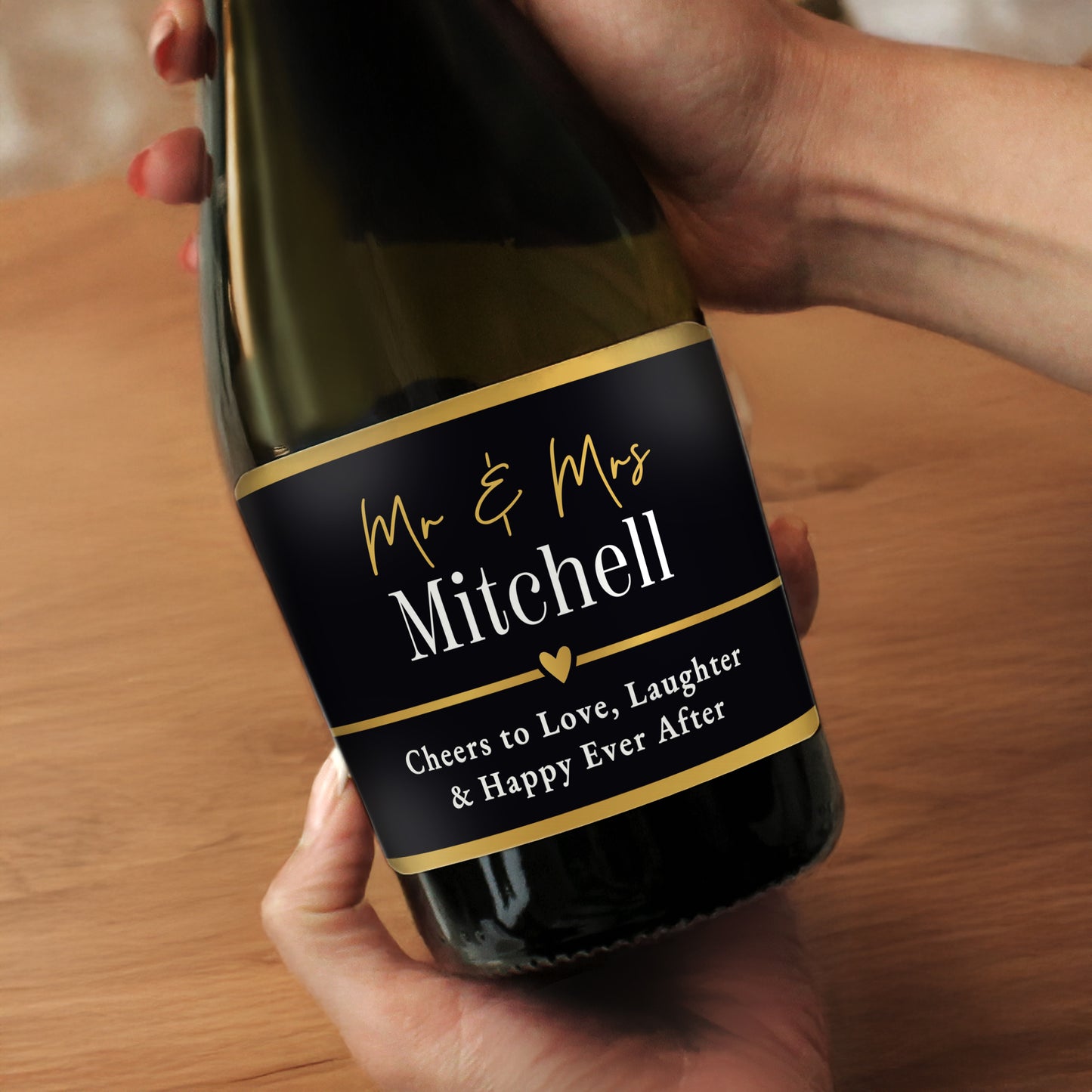 Personalised Black and Gold Free Text Prosecco – Wedding Celebration Gift - image 3