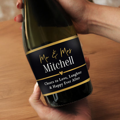Personalised Black and Gold Free Text Prosecco – Wedding Celebration Gift - image 3