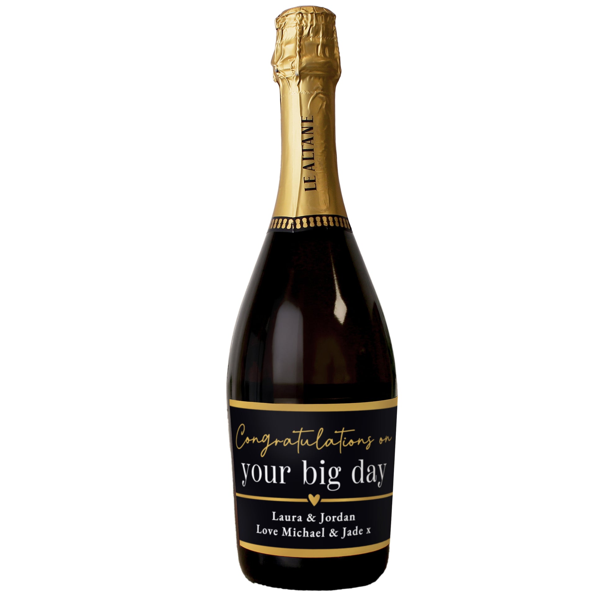 Personalised Black and Gold Free Text Prosecco – Wedding Celebration Gift - image 5