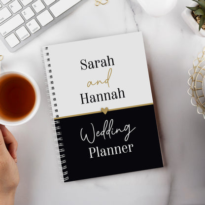 Personalised Black and Gold Inclusive A5 Wedding Planner – Engagement Gift