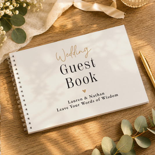 Personalised Black & Gold Wedding Guest Book from Heartfelt Gifts