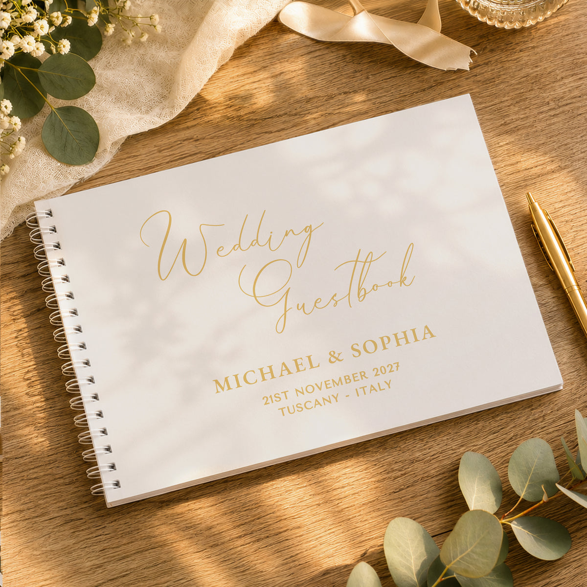 Personalised Off White Wedding Guest Book from Heartfelt Gifts